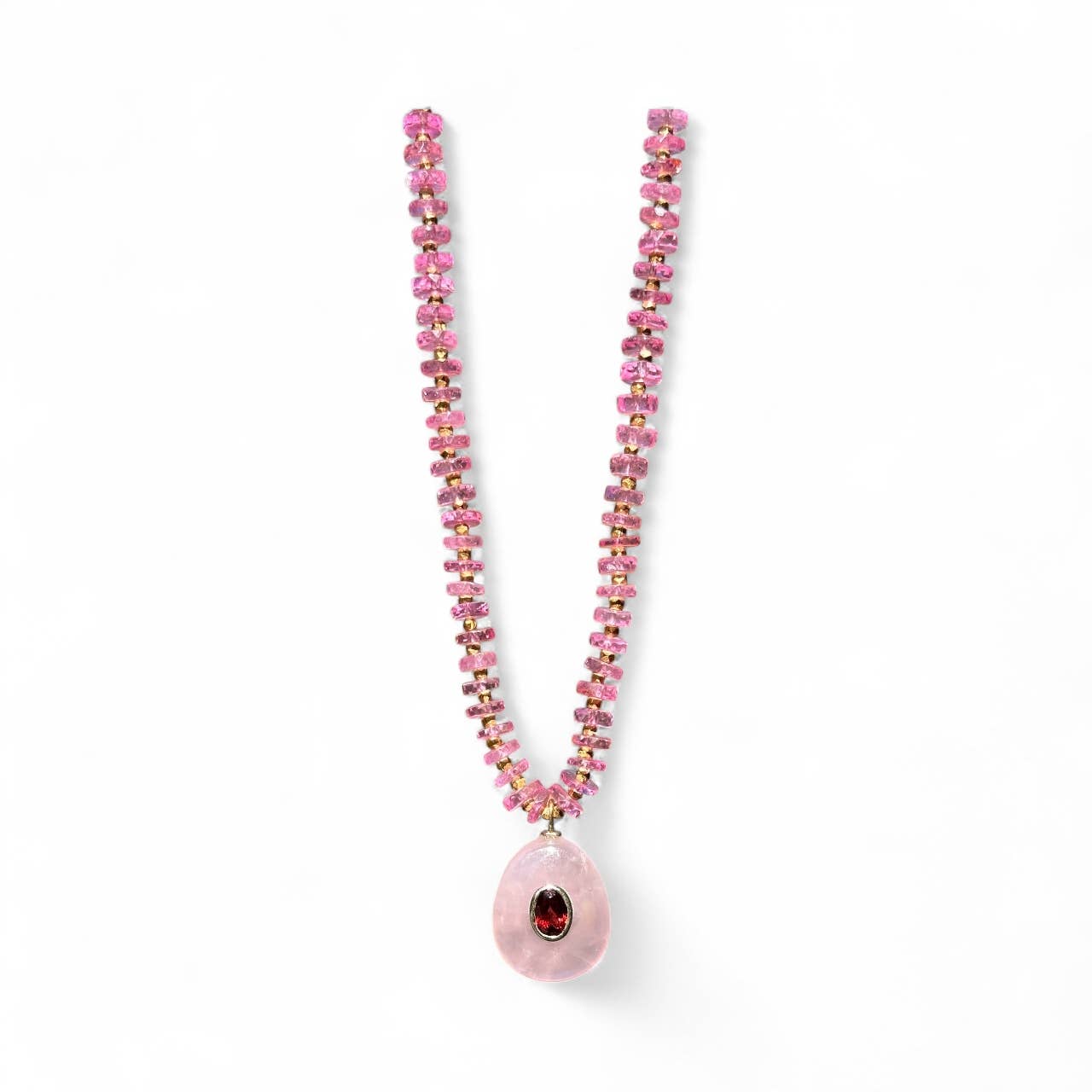 Heishi Sparkle Necklace-Garnet, Pink Topaz & Rose Quartz