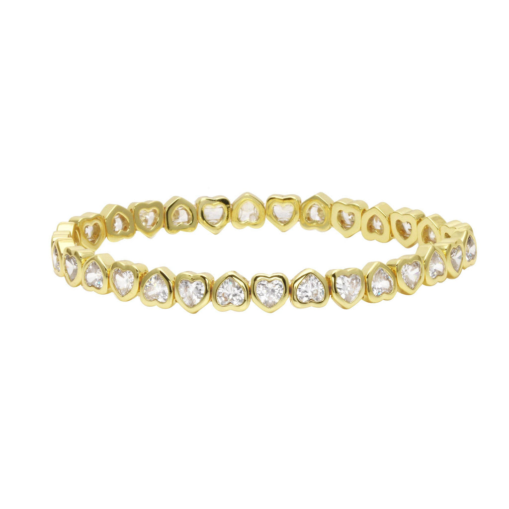 Mini Stretchy Bezel Heart Bracelet: Silver