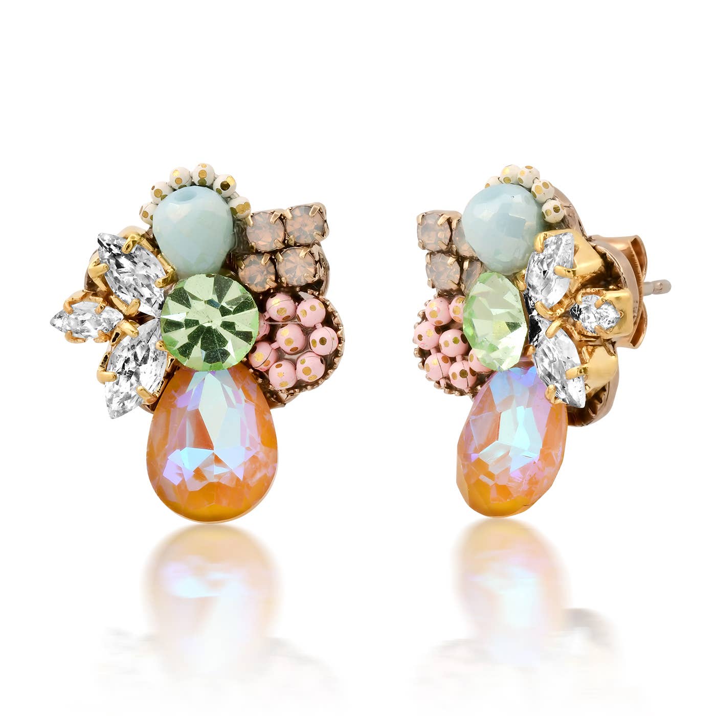 Teardrop Mixed Bead Studs: Aqua